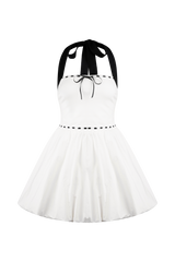 Queenie Halter Bubble Mini Dress - Black/White
