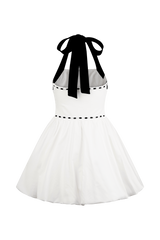 Queenie Halter Bubble Mini Dress - Black/White