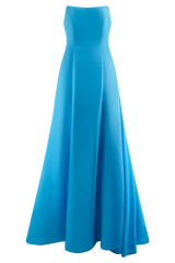 Rosella Satin Strapless Maxi Dress - Cyan Blue