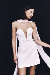 Orellia Strapless Suiting Mini Dress - Soft Pink