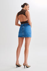 Elska Lace High Neck Top - Chocolate