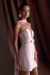Orellia Strapless Suiting Mini Dress - Soft Pink