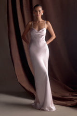 Lilly Sweetheart Satin Maxi Dress - Soft Pink