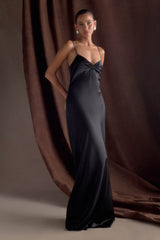 Lilly Sweetheart Satin Maxi Dress - Black