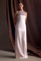 Violet Sleeveless Satin Maxi Dress - Soft Pink