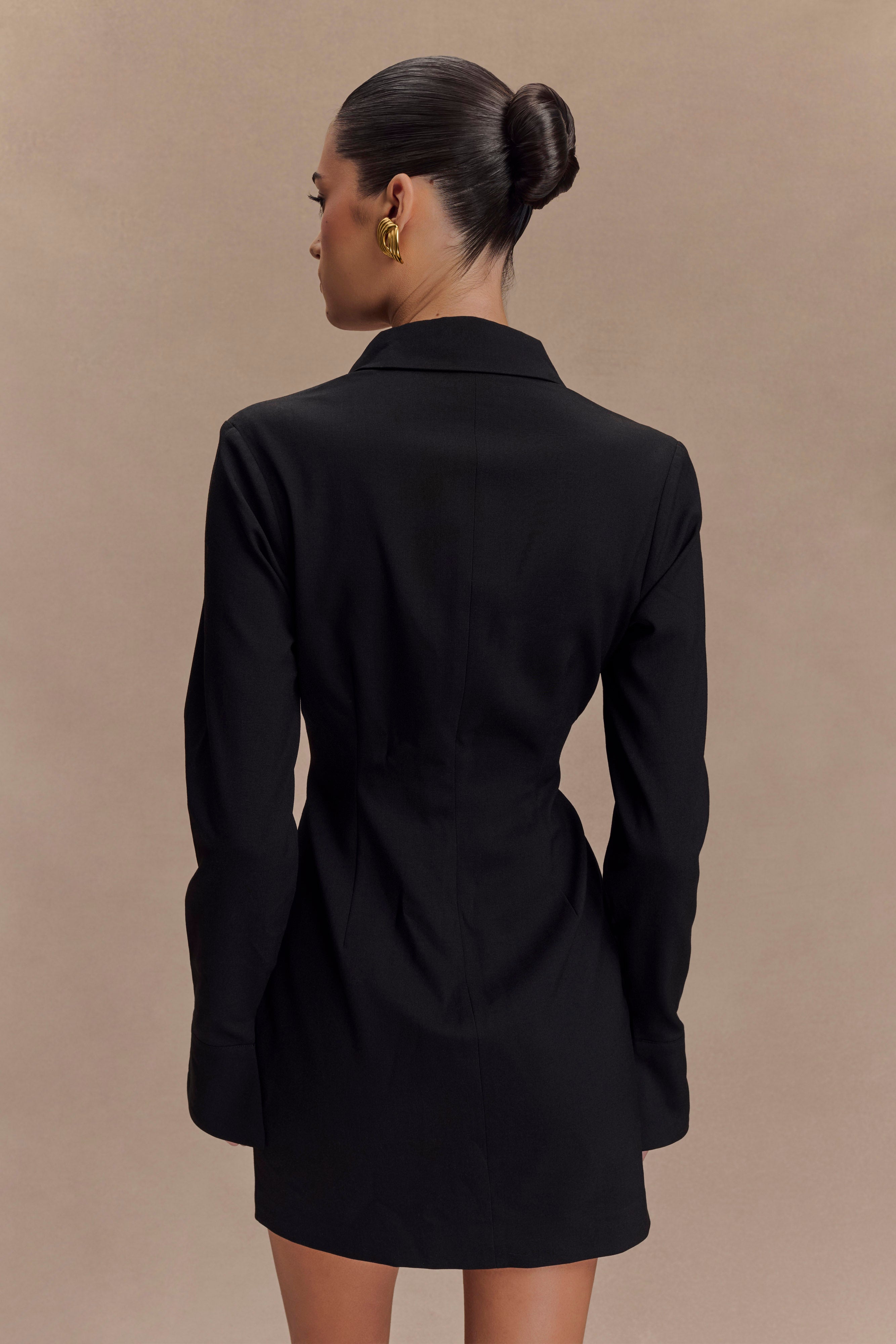 Dorian Fitted Shirt Mini Dress - Black