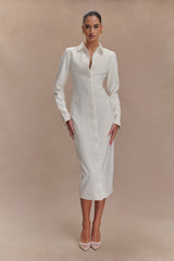 Dorian Fitted Shirt Midi Dress - White