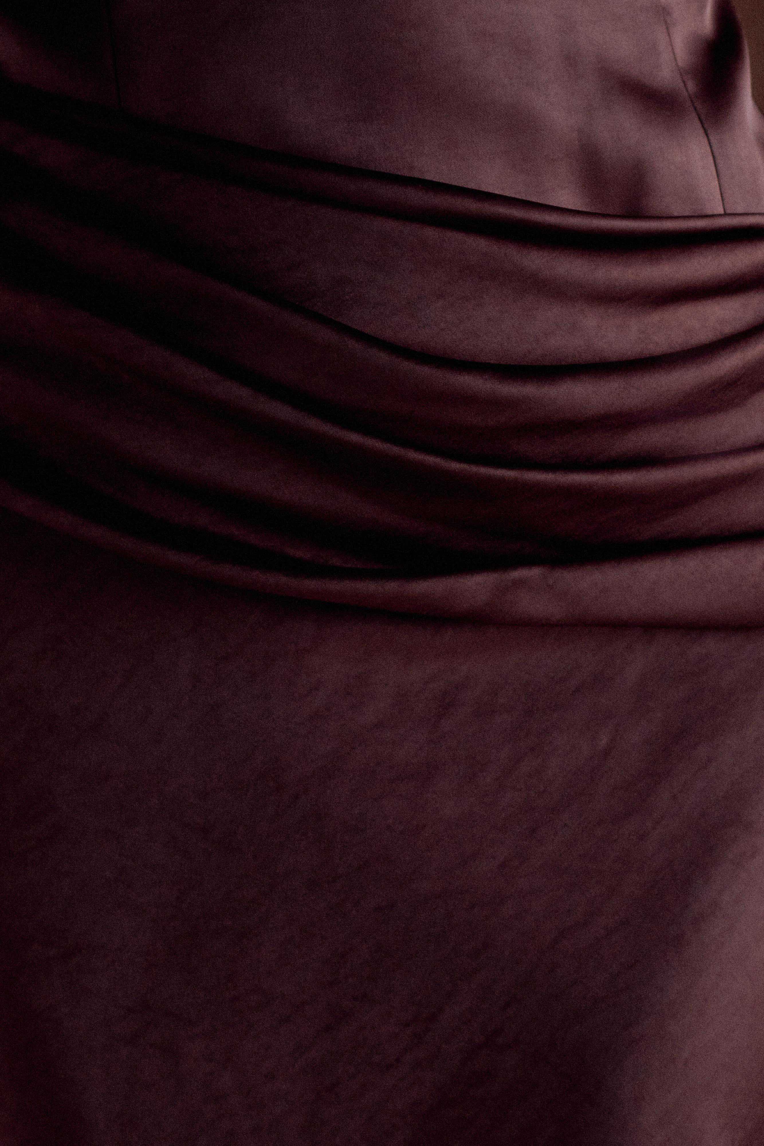 Jasmine Strapless Satin Maxi Dress - Dark Chocolate