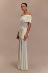 Dallas One Shoulder Mesh Maxi Dress - Ivory