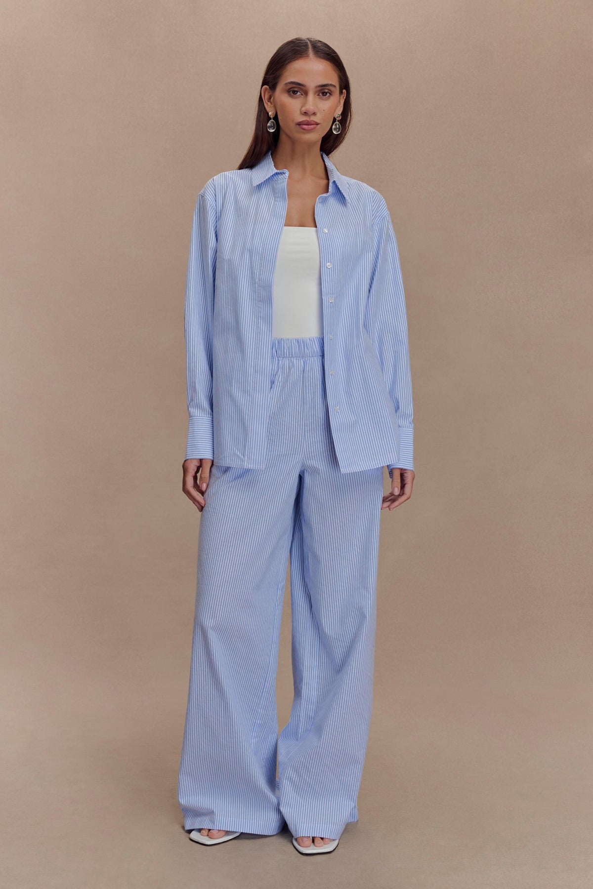 Hansen Oversized Shirt - Blue Pinstripe