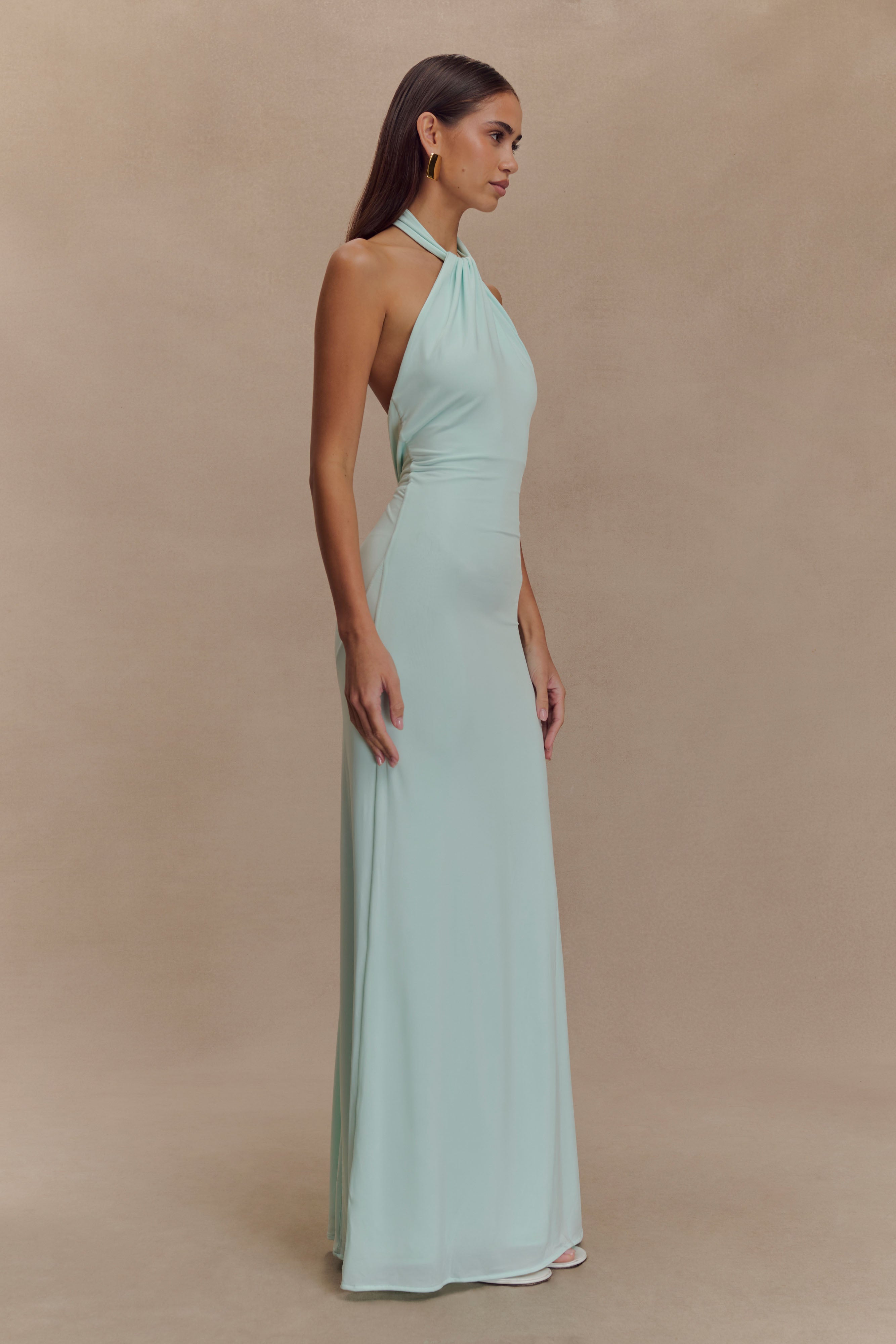 Elyna Slinky Halter Maxi Dress - Lagoon