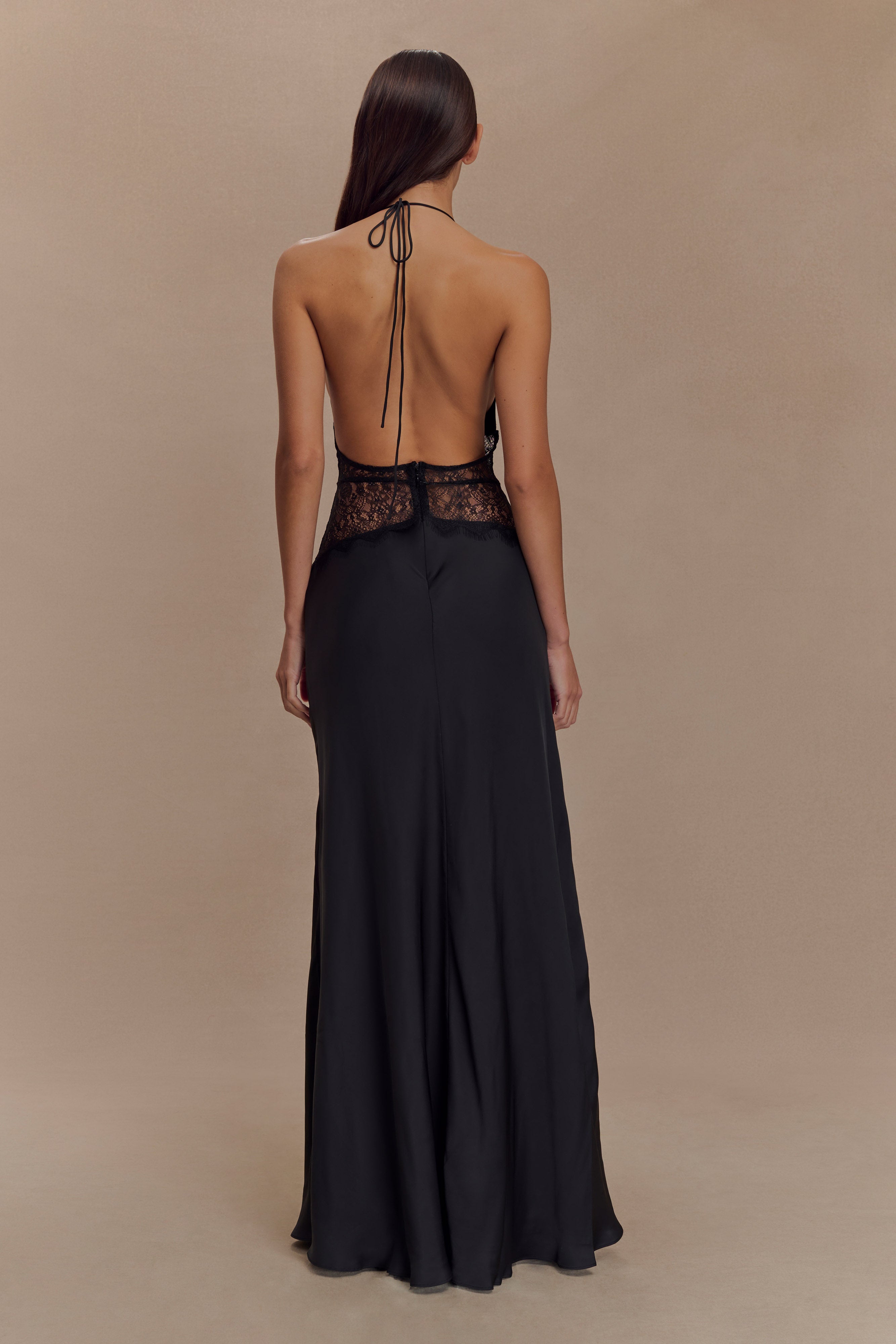 Dinah Lace And Satin Maxi Dress - Black