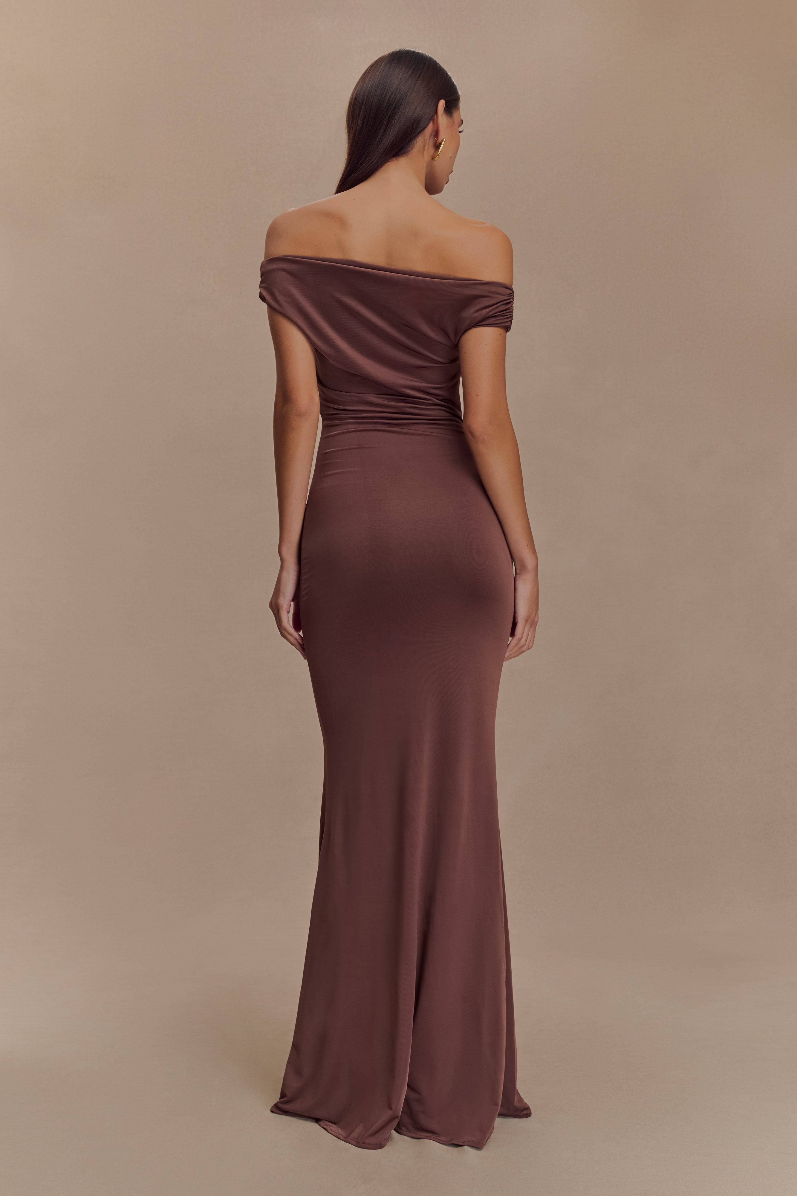 Kinsley Slinky Maxi Dress With Hardware - Chocolate