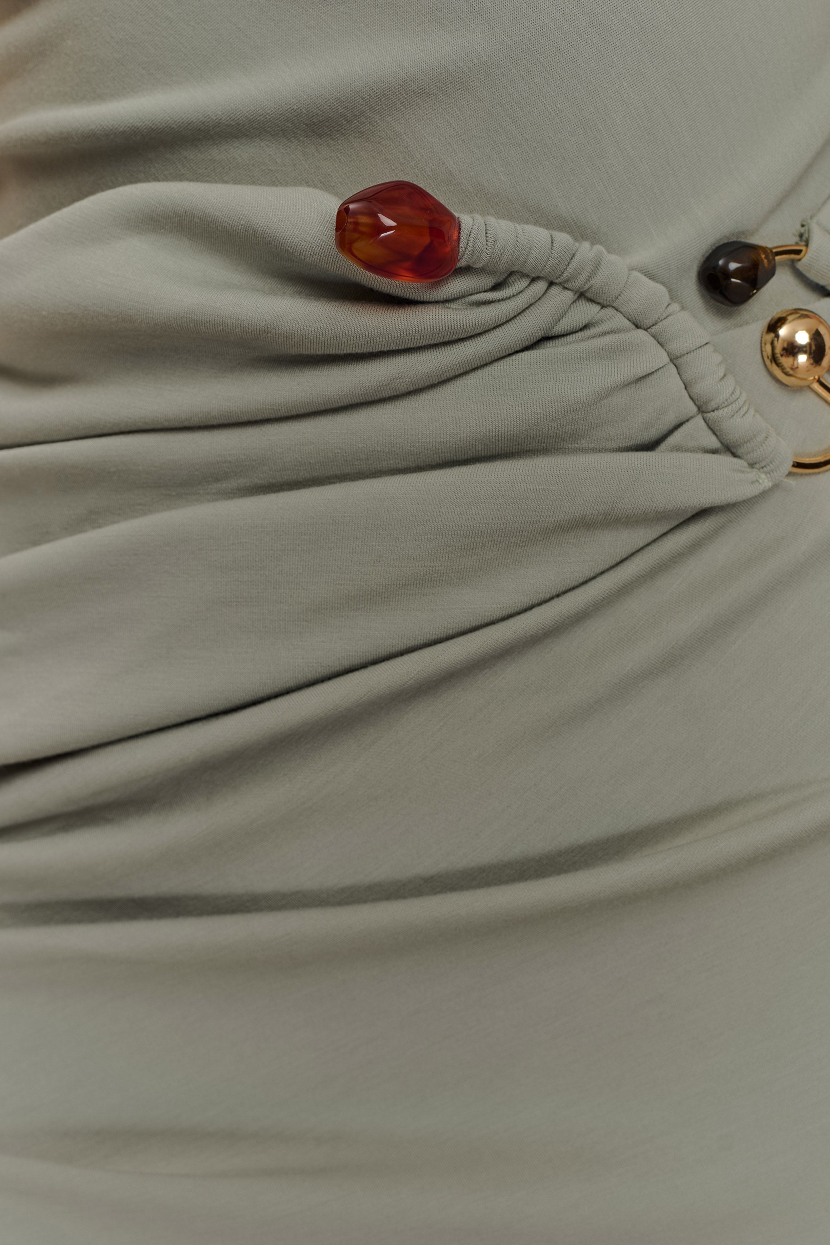 Kendra Scuba Jersey Midi Dress With Hardware - Sage