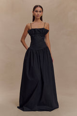 Janis Cotton Frill Maxi Dress - Black