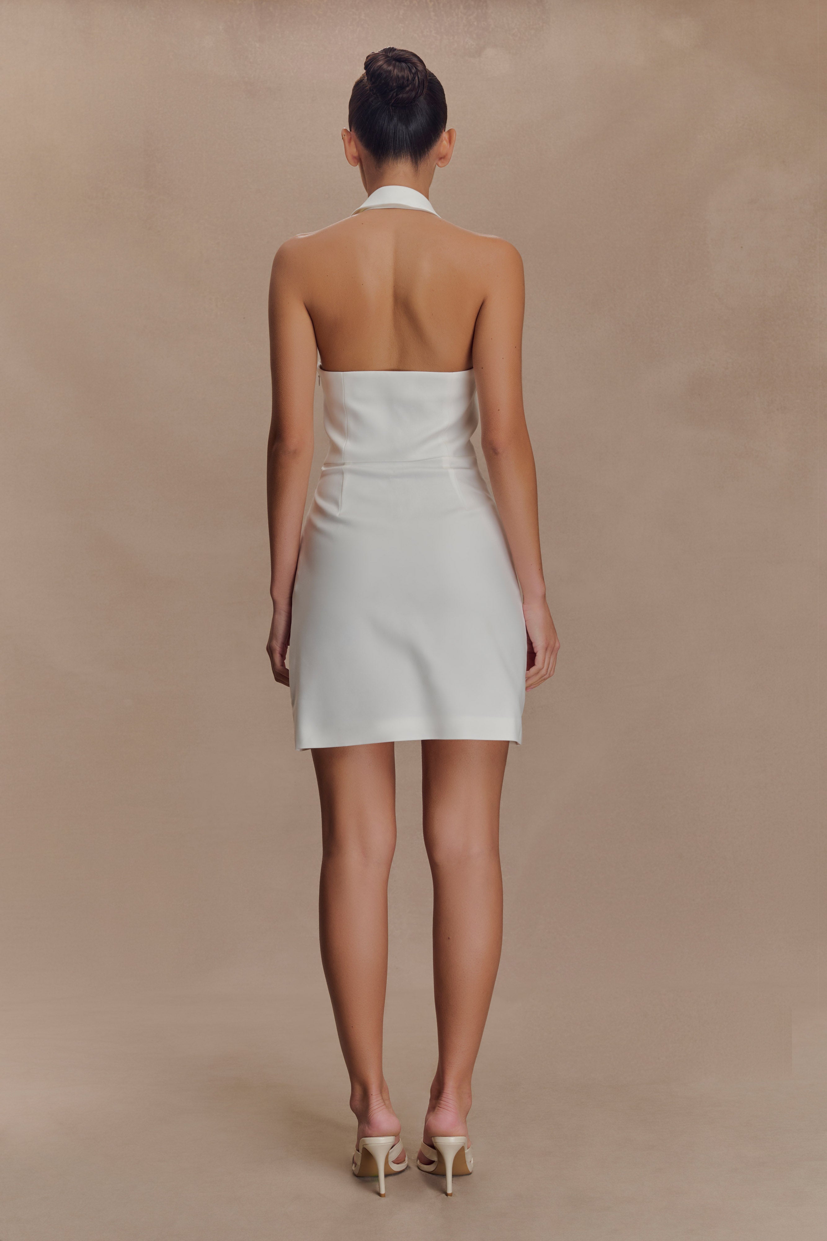 Ruth Cotton Halter Mini Dress - Ivory