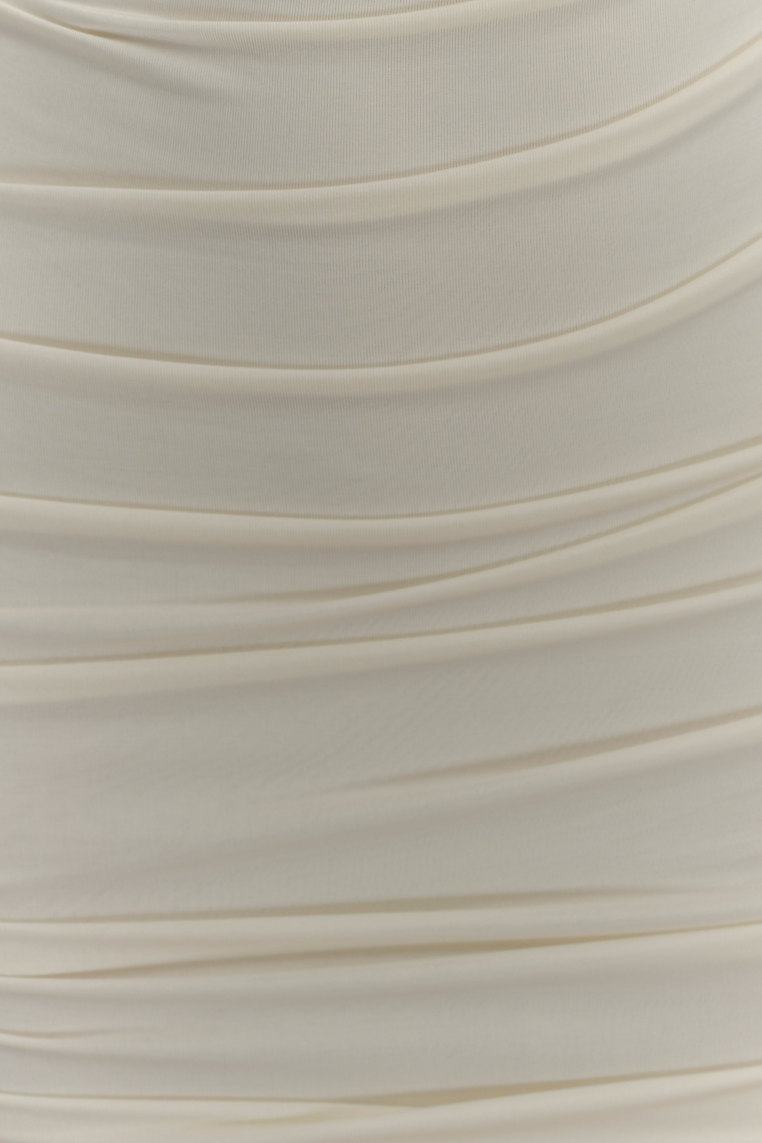 Camila Ruched Halter Midi Dress - Ivory