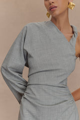 Dorian Twist Shoulder Mini Dress - Charcoal Marle