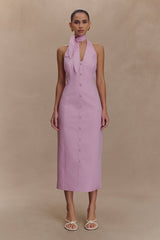 Simona Halter Neck Midi Dress - Blush Pink