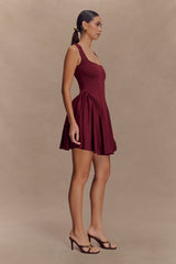 Sharon Scuba Jersey Mini Dress - Wine