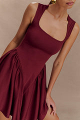 Sharon Scuba Jersey Mini Dress - Wine