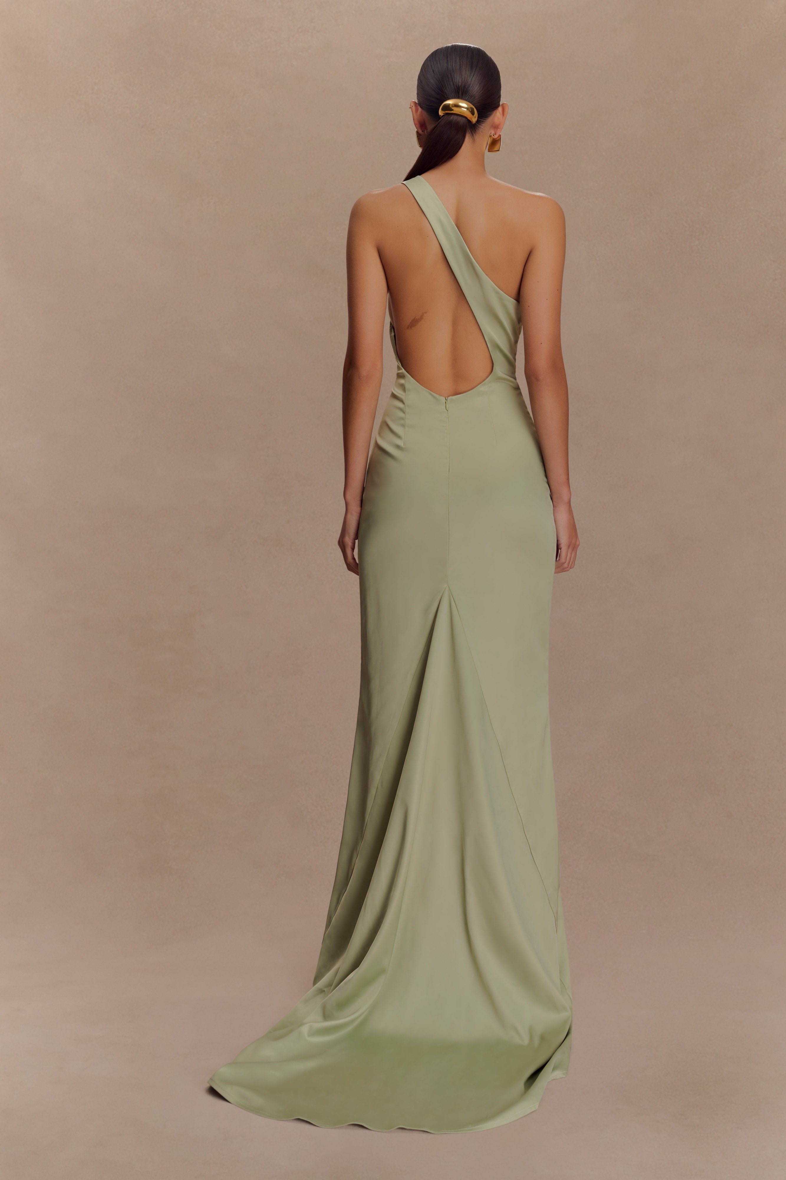 Harper One Shoulder Gown - Sage