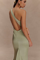 Harper One Shoulder Gown - Sage