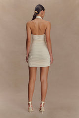 Mariposa Slinky Halter Mini Dress - Ivory