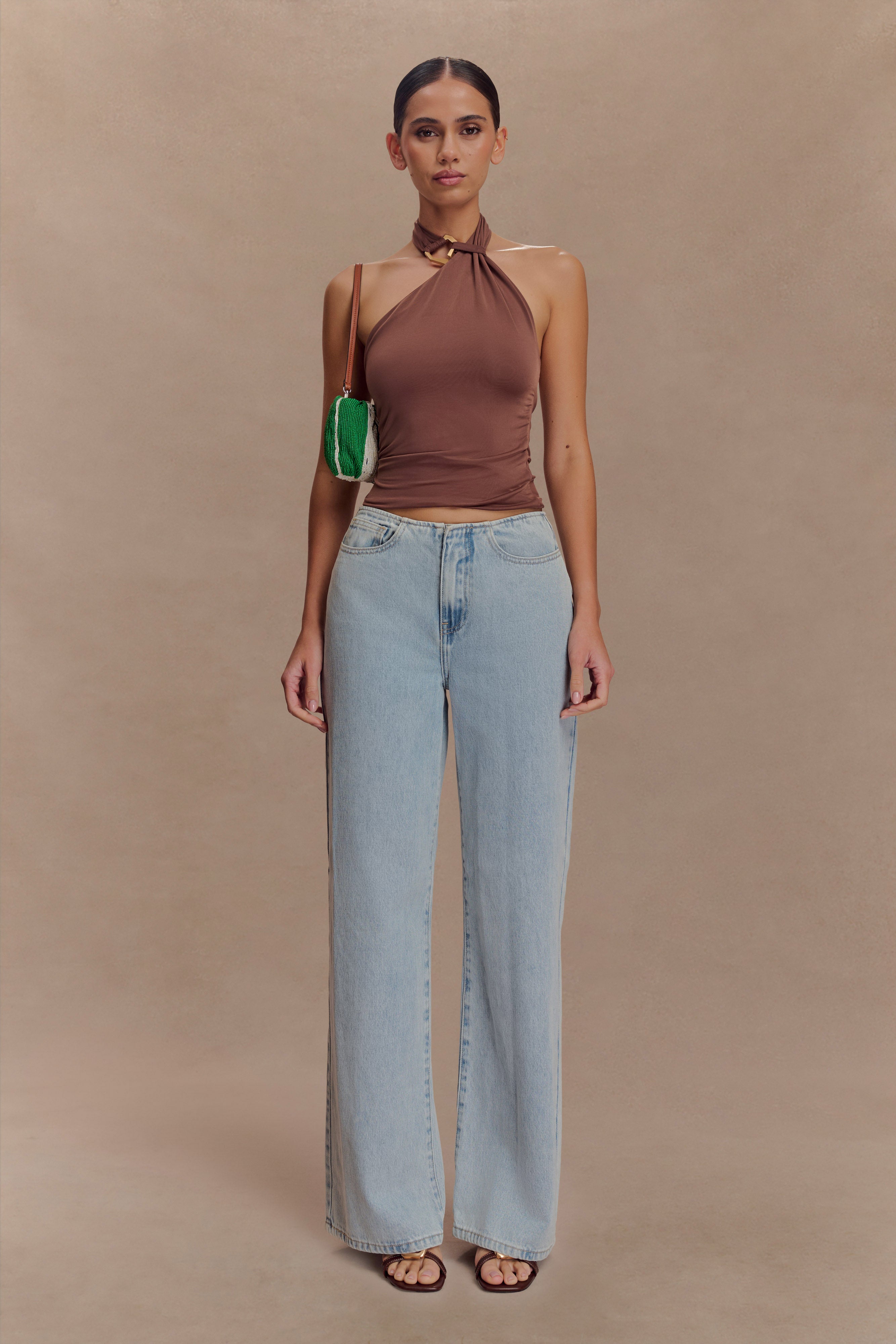 Mariposa Slinky Halter Top - Chocolate