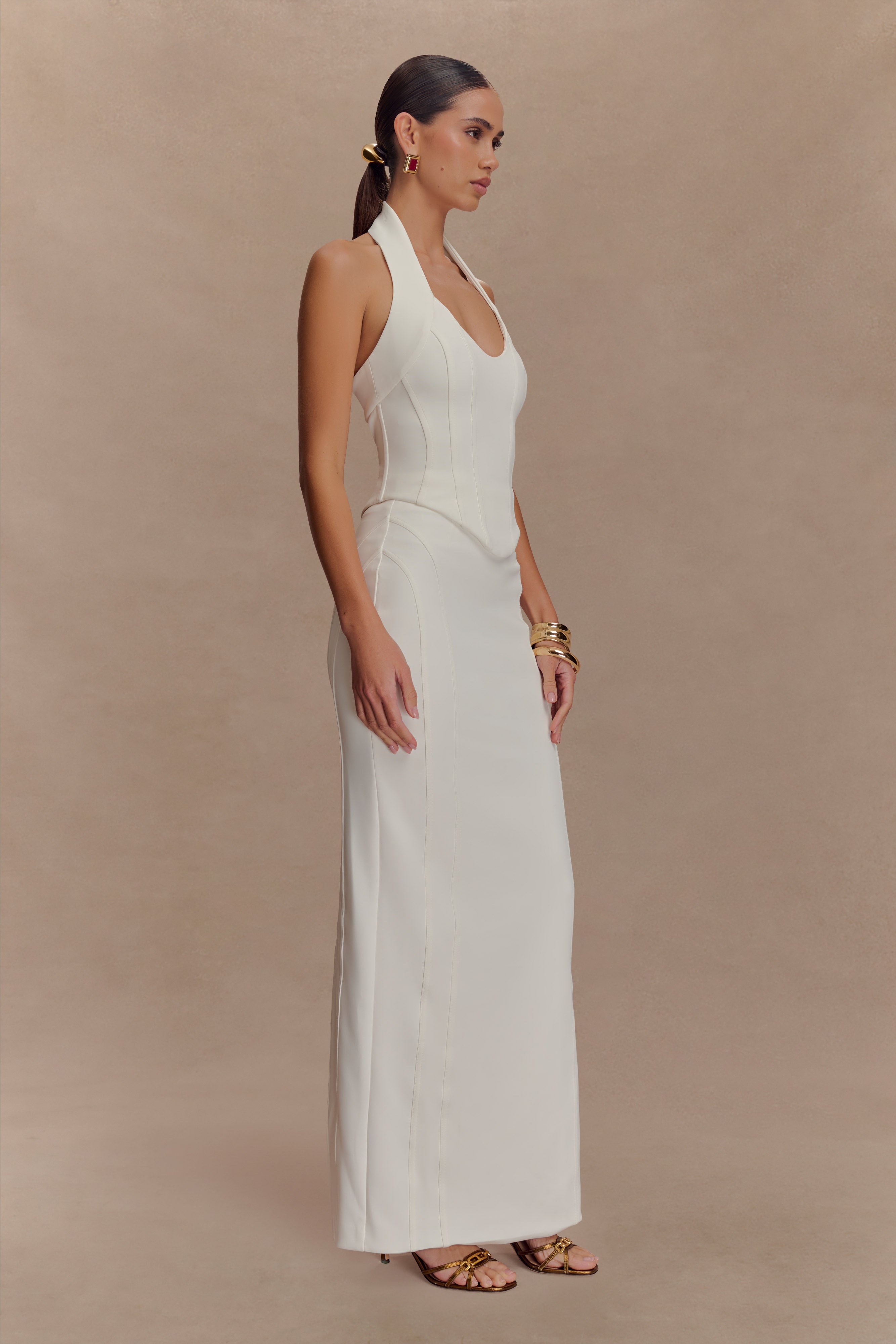 Meadow Corset Halter Top - White