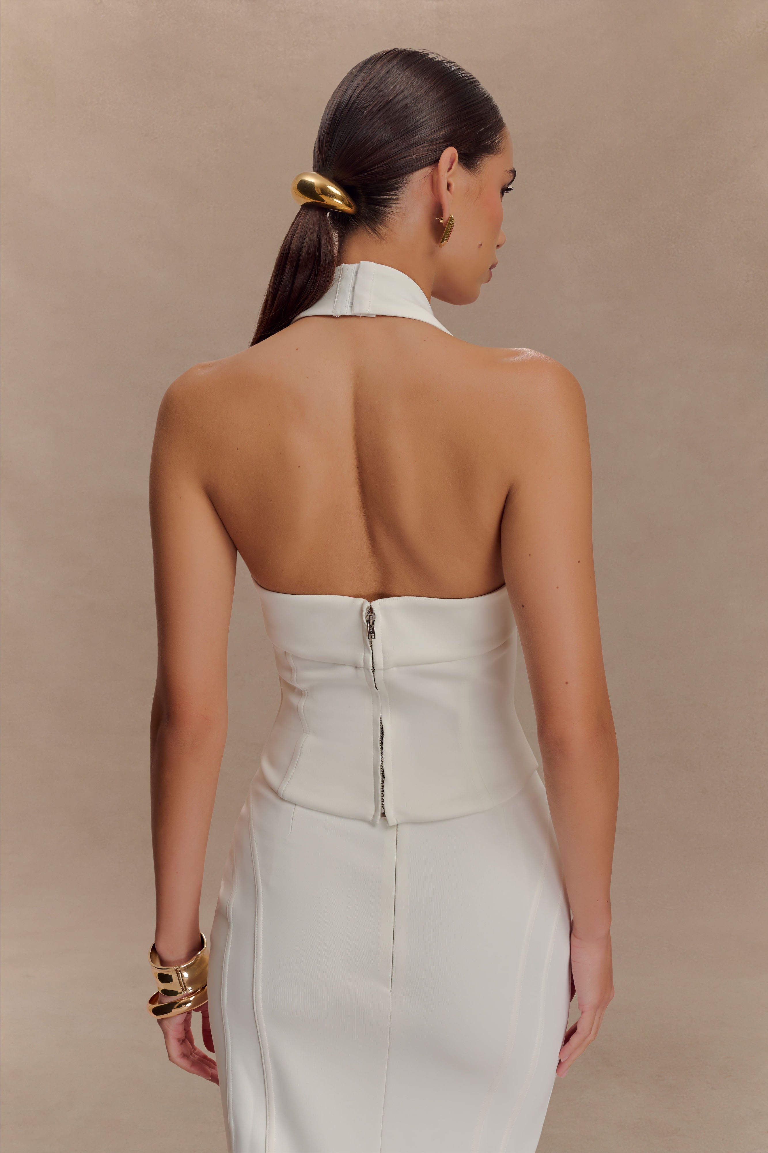 Meadow Corset Halter Top - White