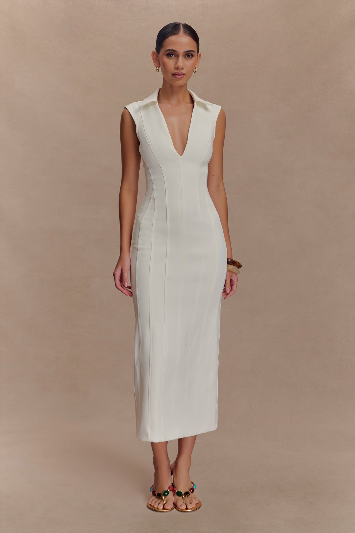 Keagan Sleeveless Midi Dress - Ivory
