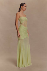 Khadijah Lace And Mesh Maxi Dress - Sage