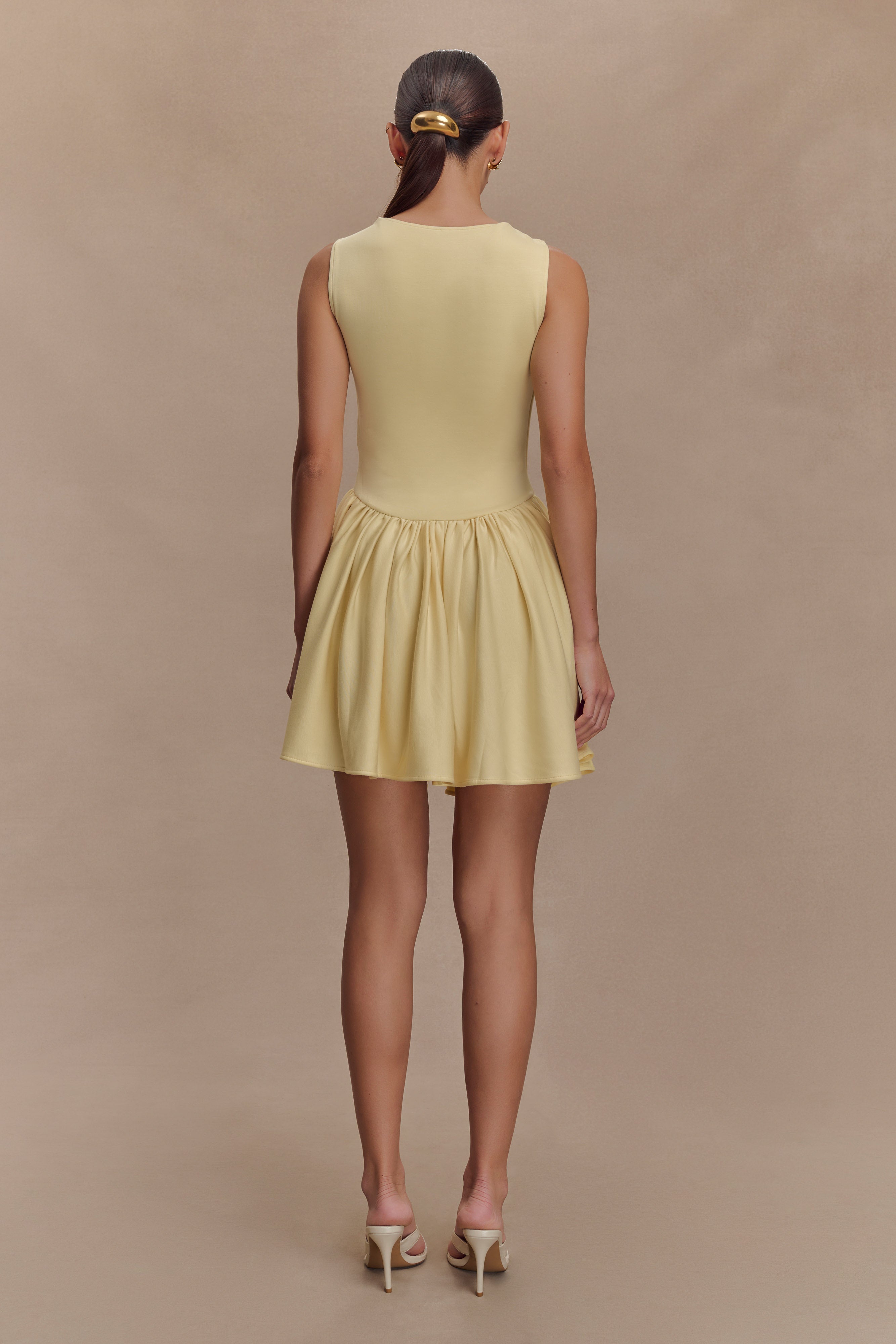Sharon Scuba Jersey Mini Dress - Pastel Lemon