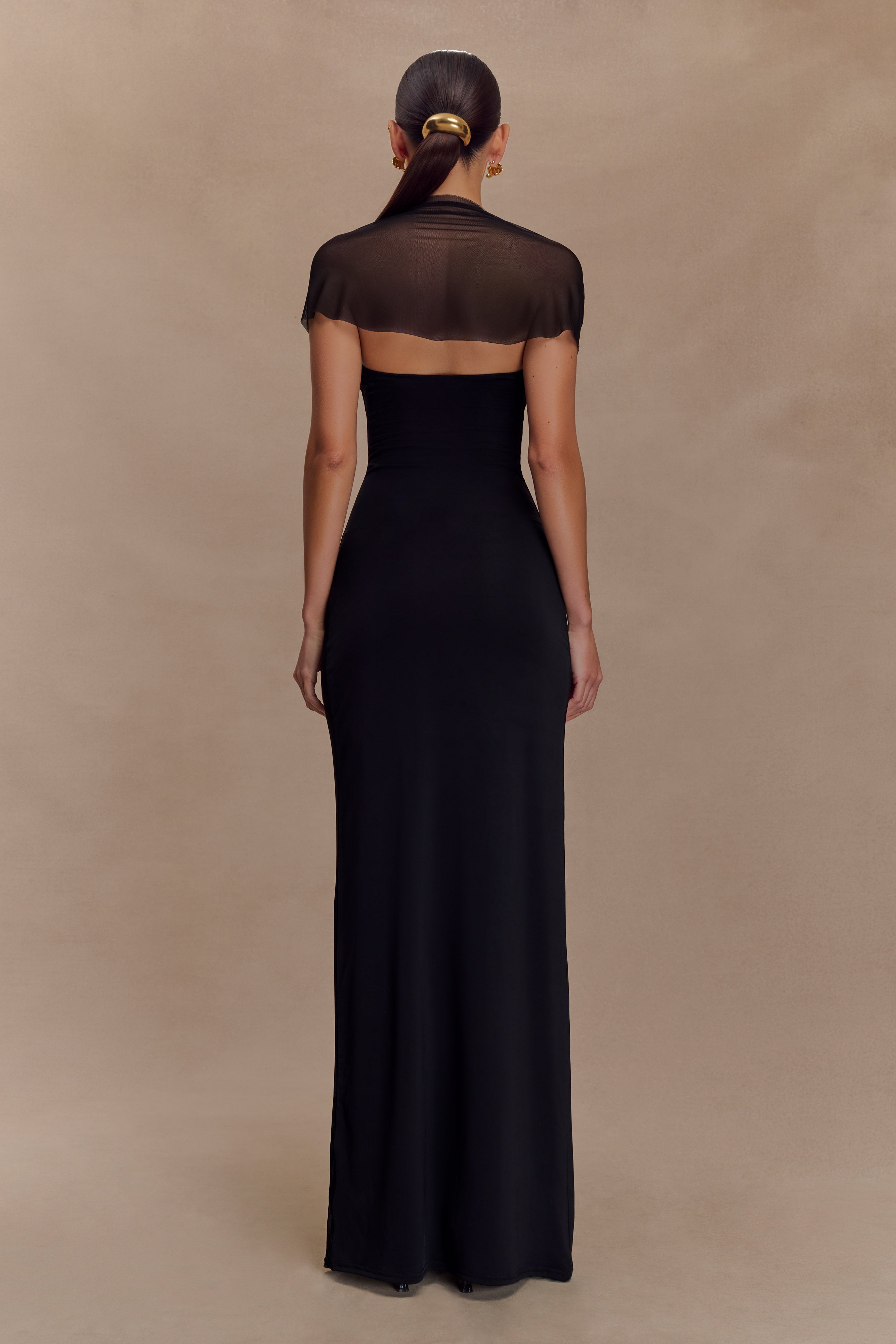 Wyatt Slinky And Mesh Maxi Dress - Black