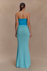 Jasiel Strapless Knit Maxi Dress - Cyan Blue