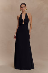 Malakhai Chiffon Halter Maxi Dress - Black