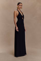Malakhai Chiffon Halter Maxi Dress - Black
