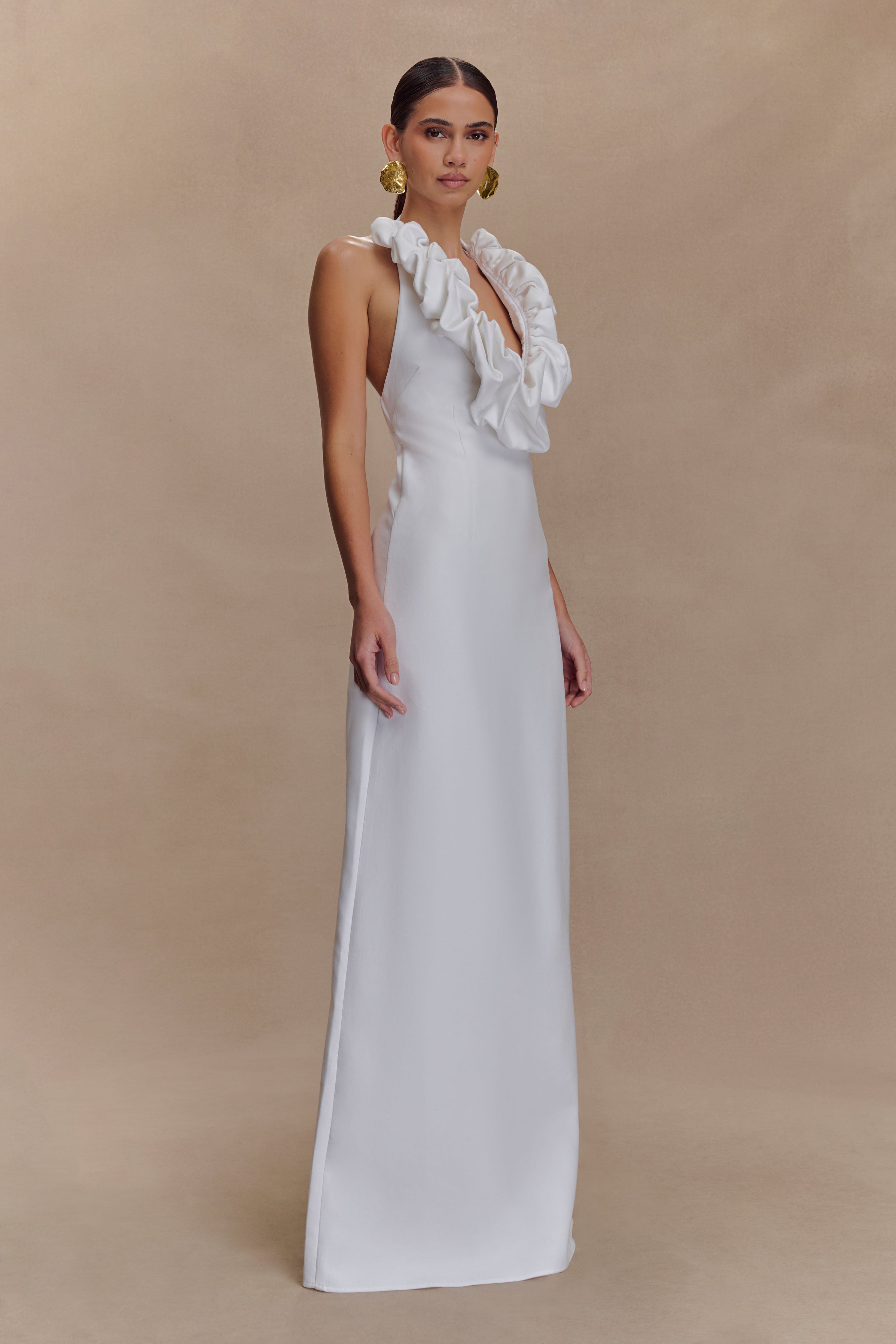 Carolyn Linen Bubble Maxi Dress - White