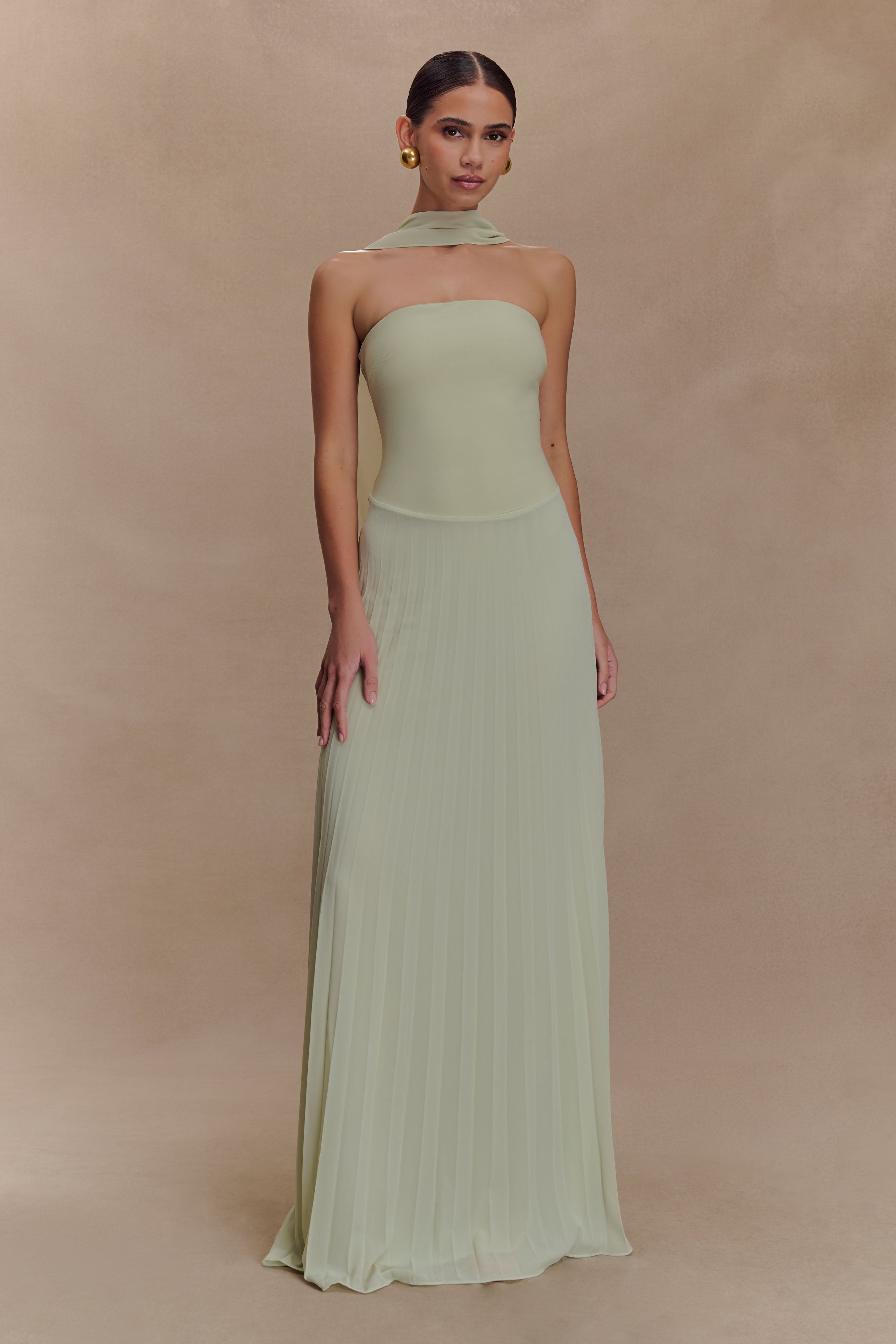 Caira Chiffon Scarf Maxi Dress - Sage