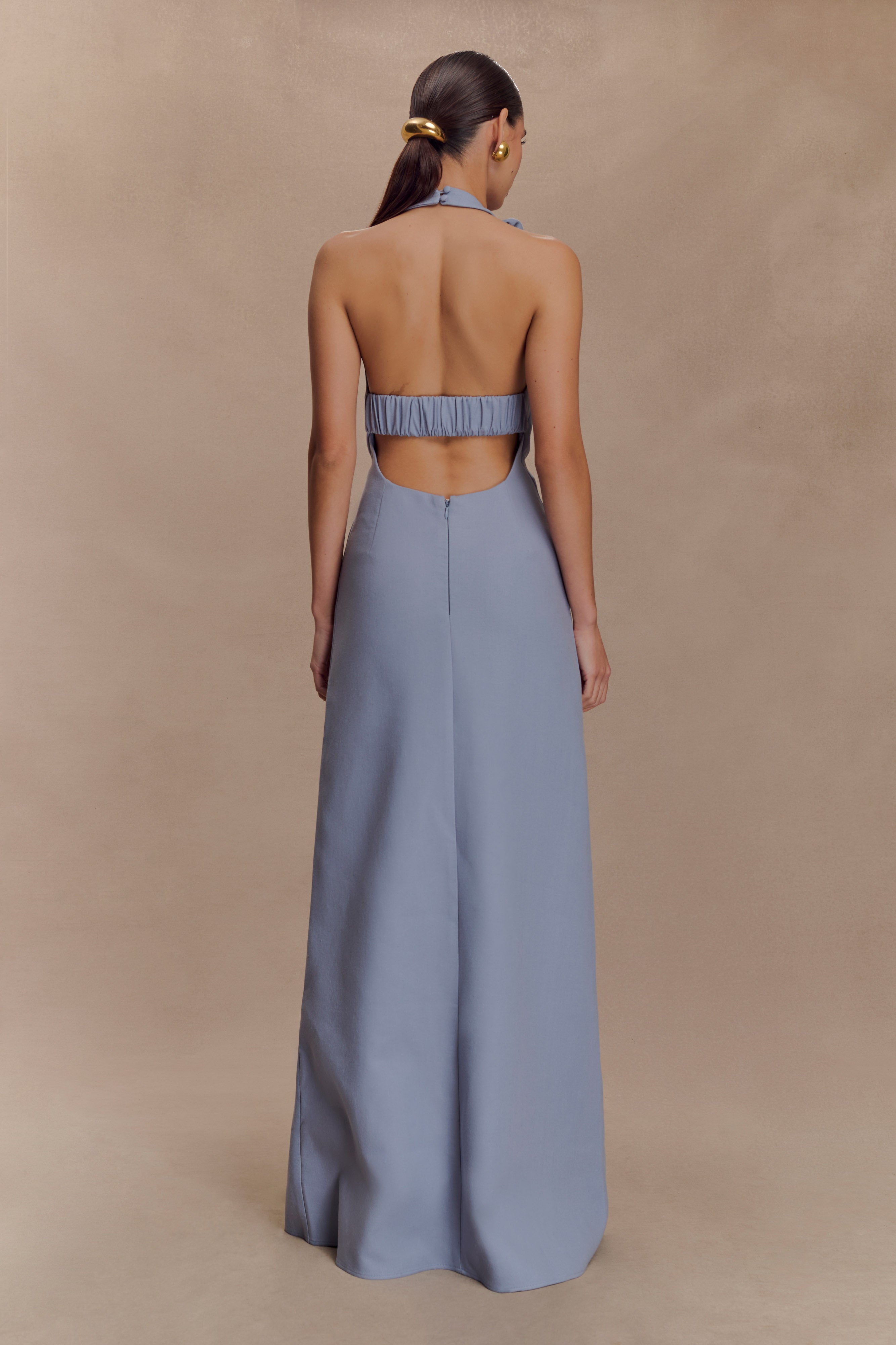Carolyn Linen Bubble Maxi Dress - Misty Blue