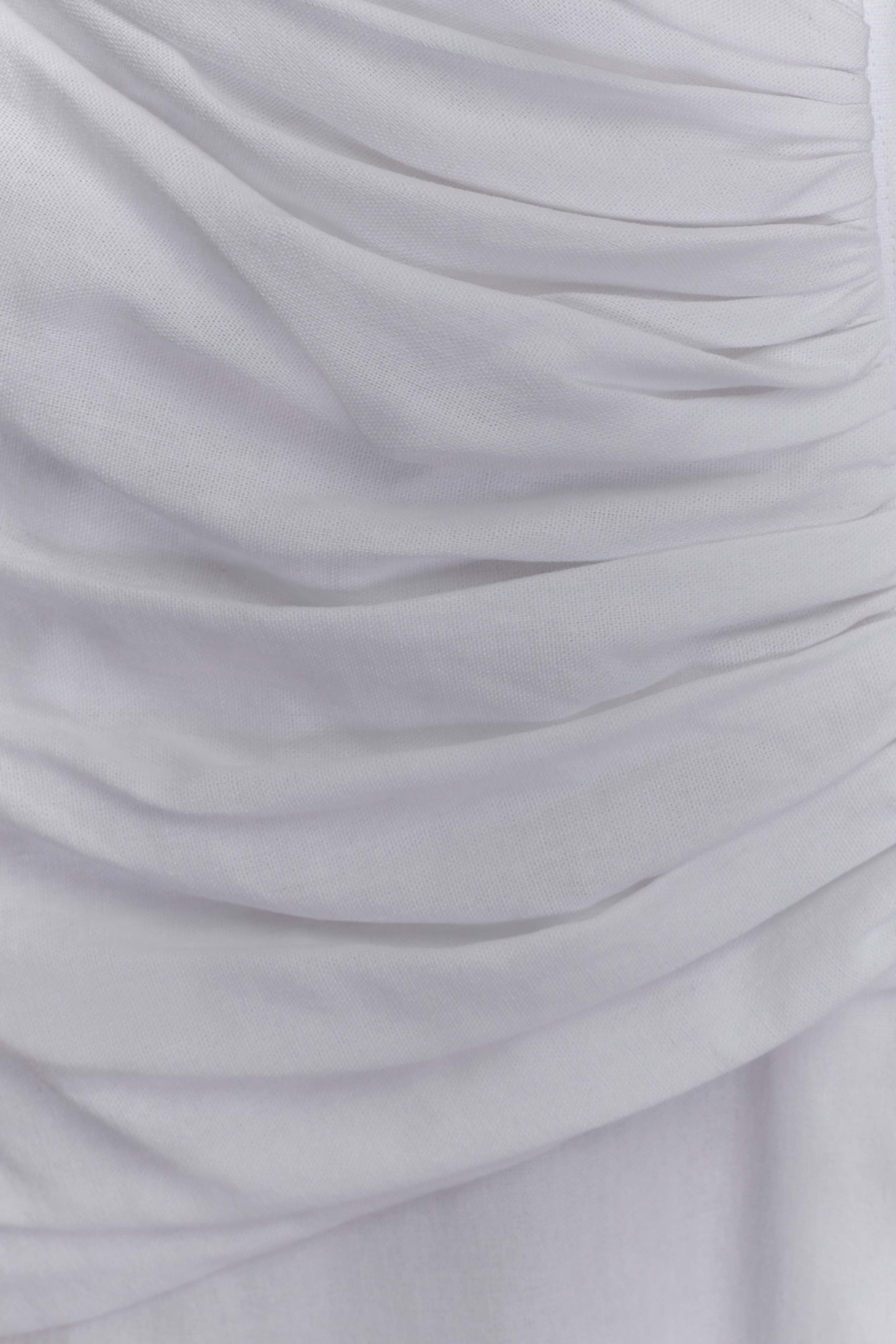 Dante Ruched Linen Midi Dress - White