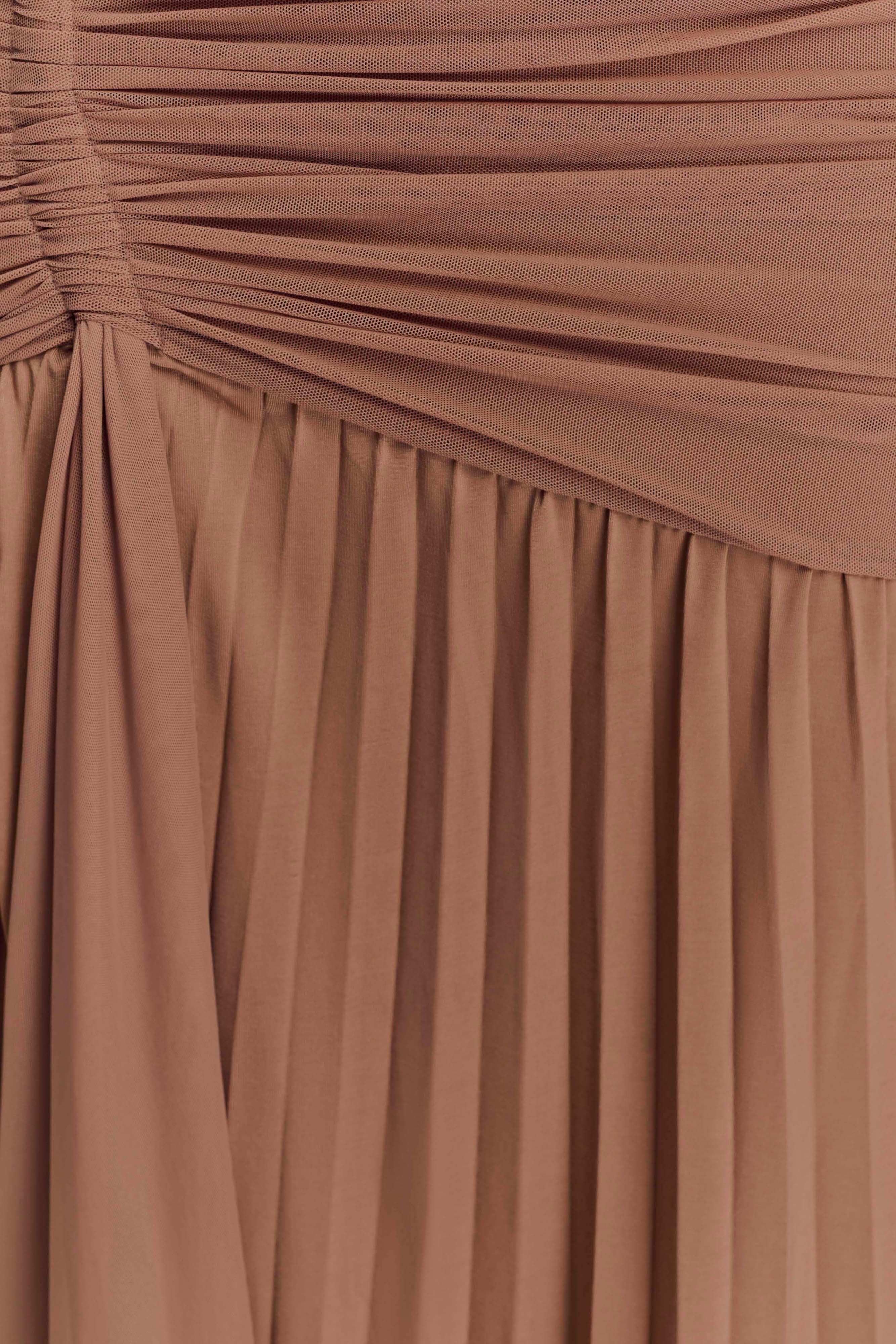 Dania Cowl Neck Slinky Maxi Dress - Mocha Mousse