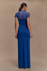 Wyatt Slinky And Mesh Maxi Dress - Cobalt Blue