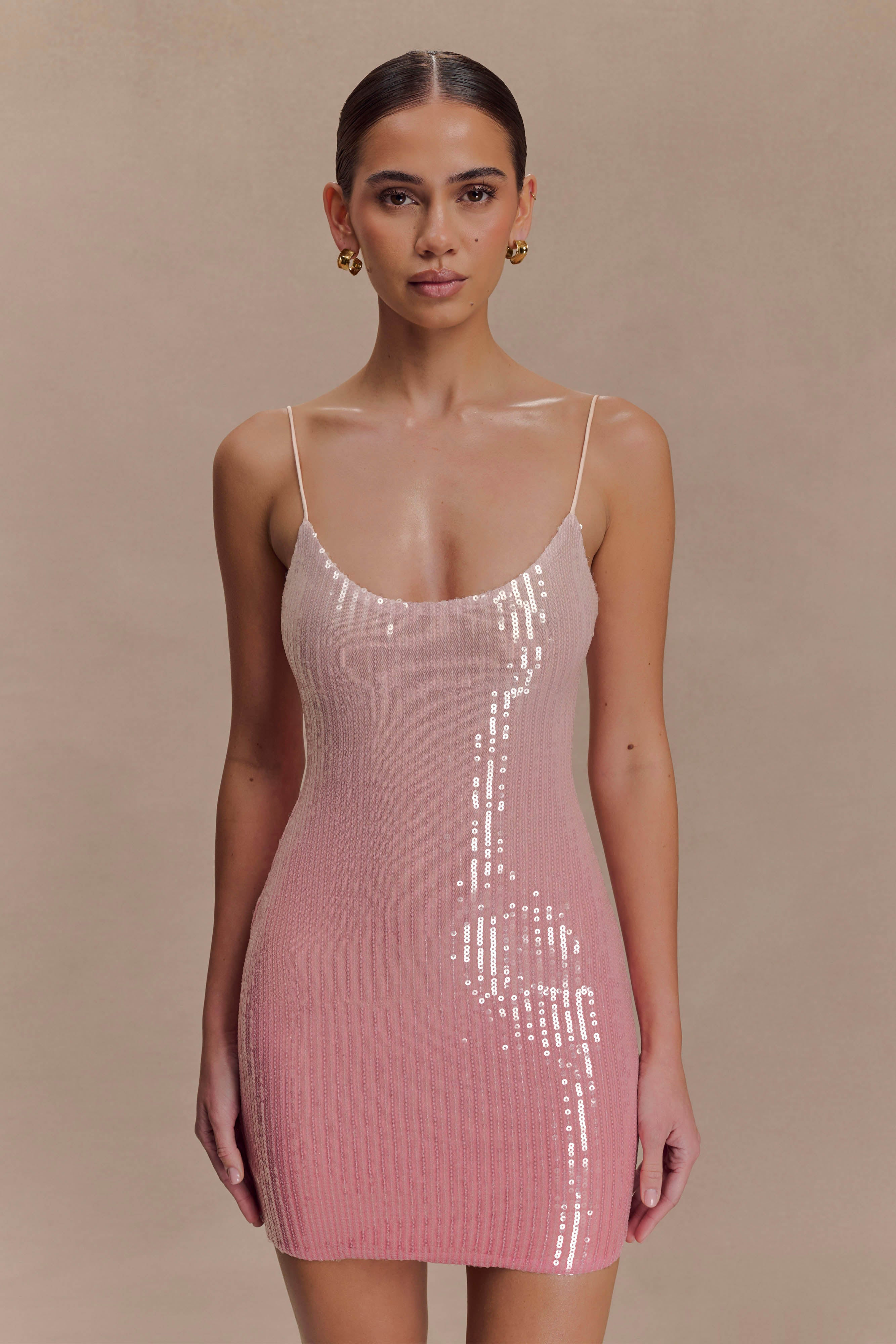 Mora Sequin Mini Dress - Ombre Pink