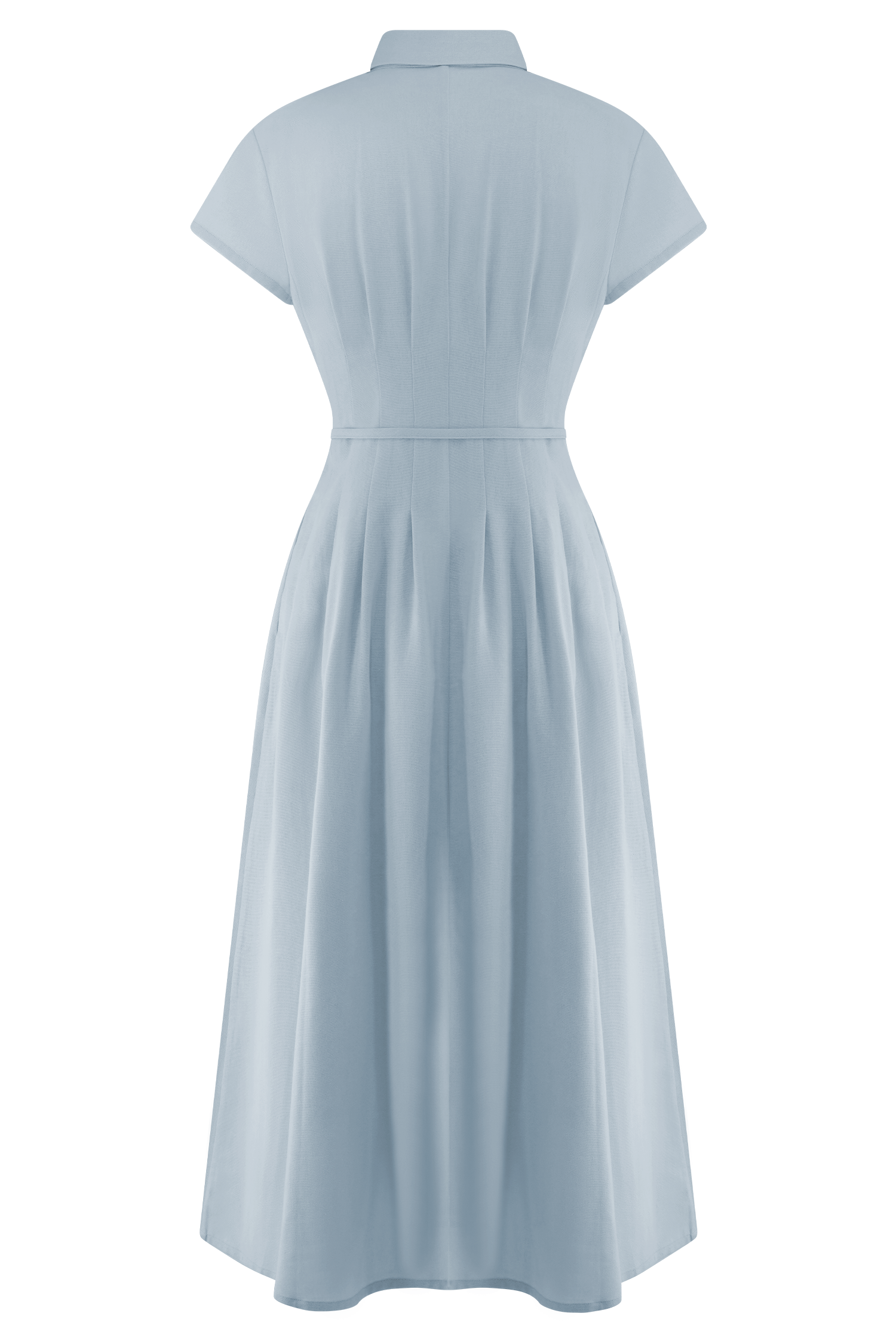Aysha Buttoned Linen Midi Dress - Cornflower Blue