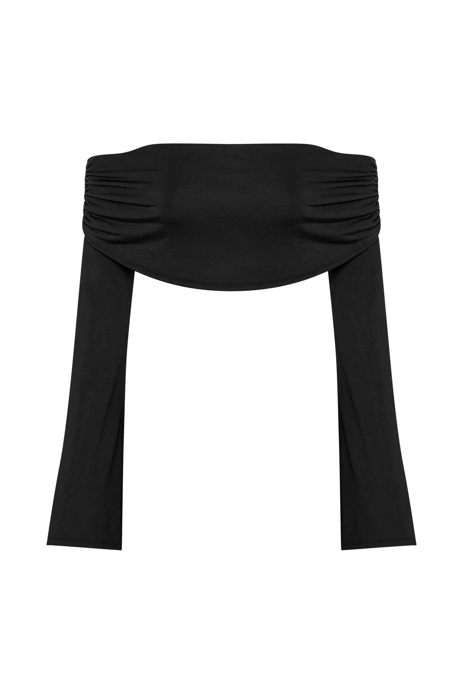 Camryn Slinky Off Shoulder Crop Top - Black