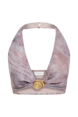 Ursula Shell Hardware Halter Top - Mermaid Shell Print