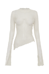Riley Sheer Lace Long Sleeve Top - Ivory