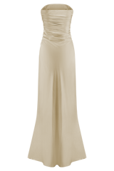 Cedar Strapless Satin Maxi Dress - Blush Gold